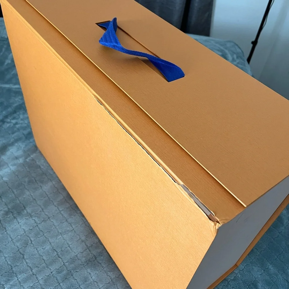 Louis‎ Vuitton Large Magnetic Folding Gift Box Imperial Saffron Blue Handle #2